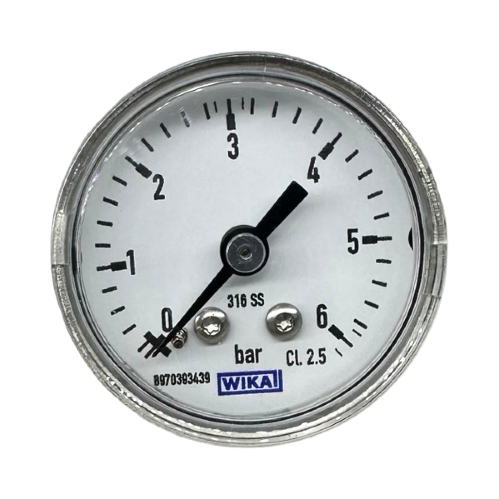 2x WIKA Manometer 0-6 bar G1/4 Edelstahl 316SS Druckmesser CL2.5