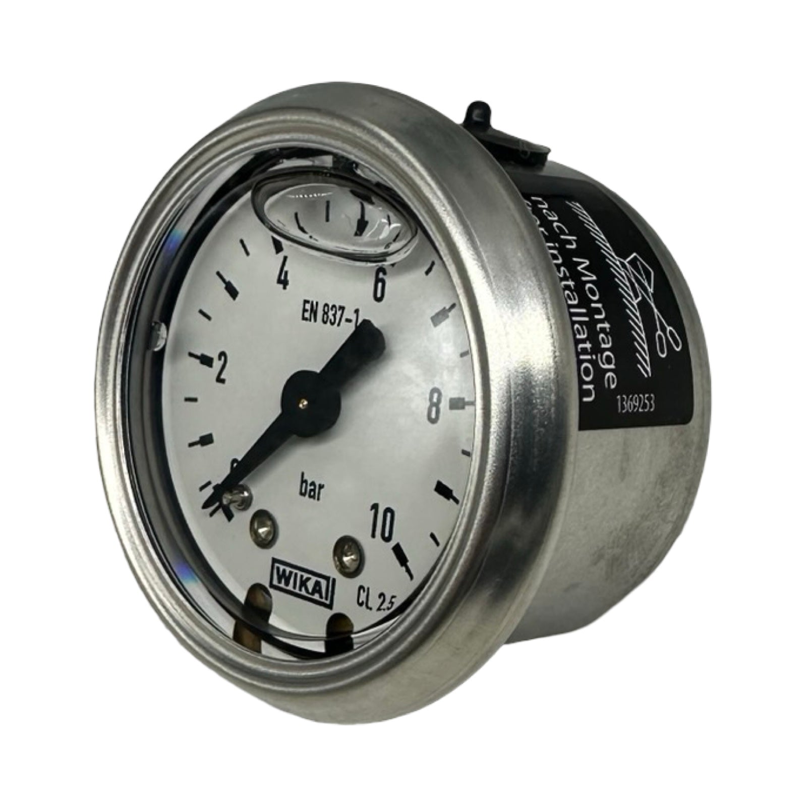 WIKA Manometer 0-10 bar G1/8B Druckmesser EN837-1 Anzeige CL2.5