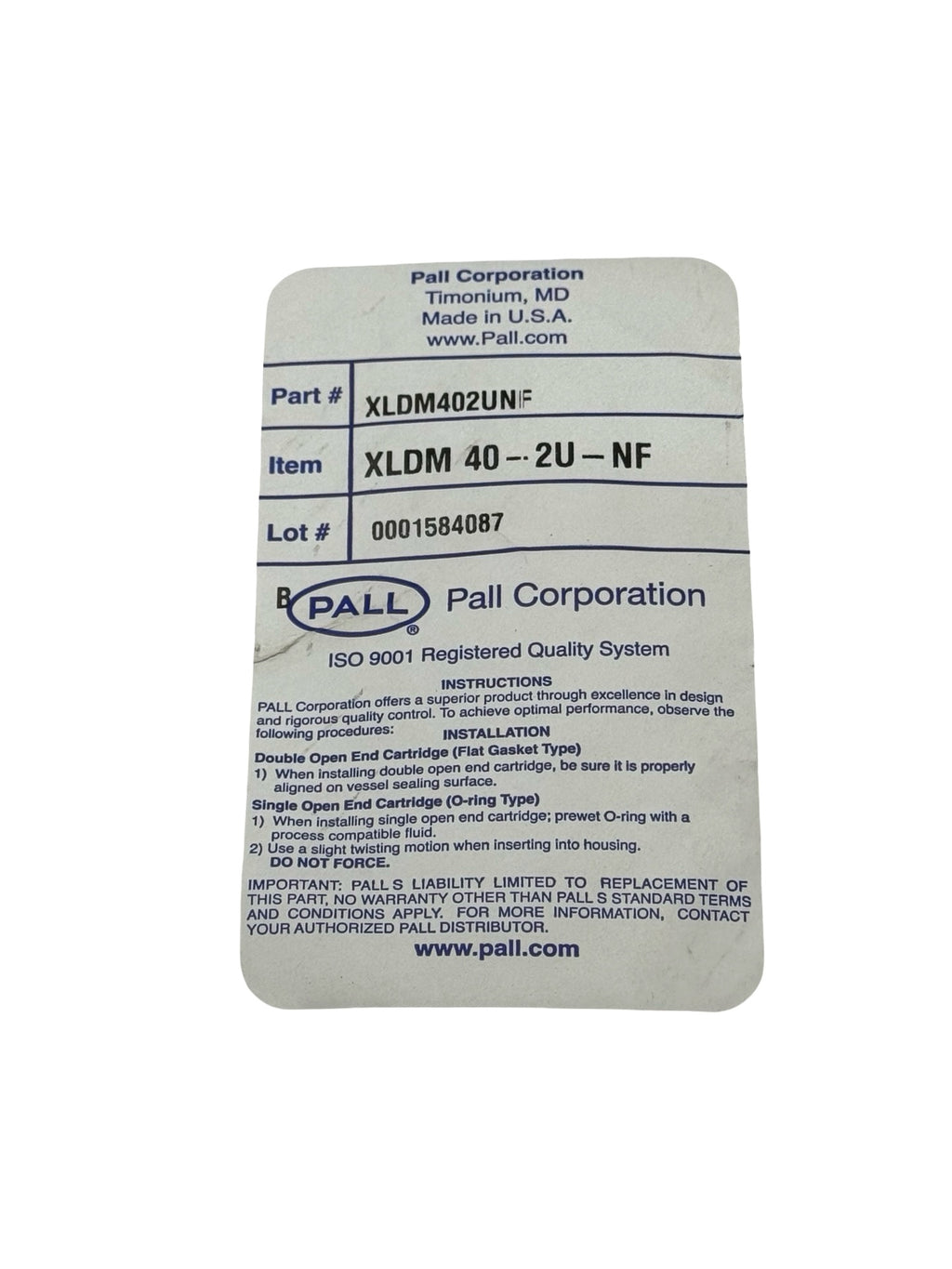 Pall XLDM 40-2U-NF Filterelement 40” Cartridge Industrie Flüssigkeitsfilter