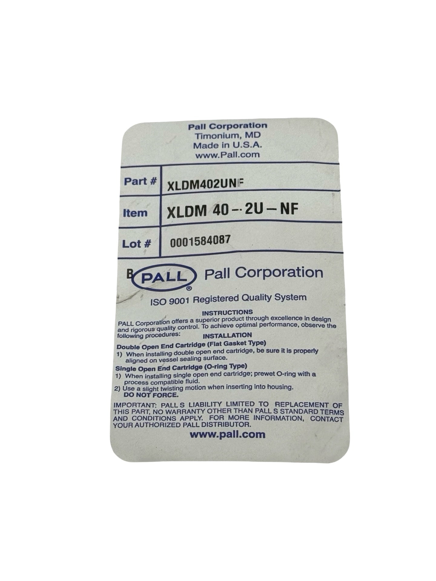 Pall XLDM 40-2U-NF Filterelement 40” Cartridge Industrie Flüssigkeitsfilter