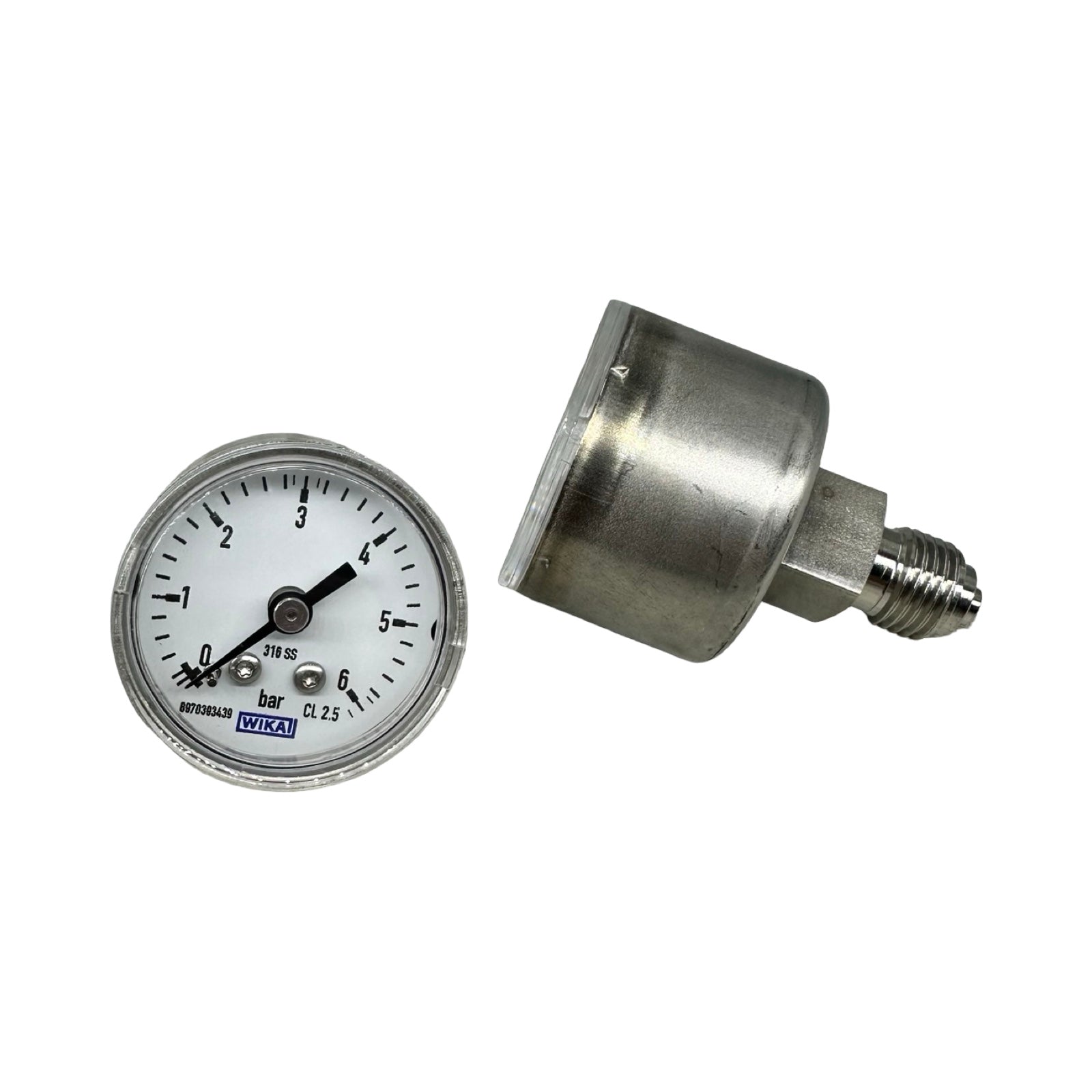 2x WIKA Manometer 0-6 bar G1/4 Edelstahl 316SS Druckmesser CL2.5