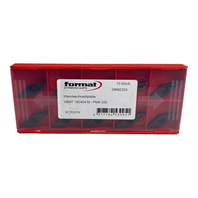 10x Format VBMT160404M-PMK030 Wendeschneidplatte 7Grad 29682324