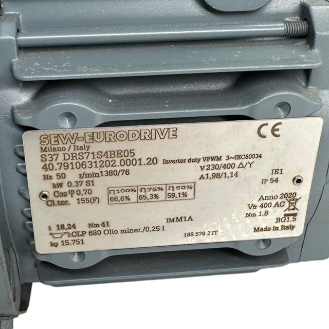SEW-EURODRIVE S37 DRS71S4BE05 Schnecken-Getriebemotor 0,37kW 1380/76u/min